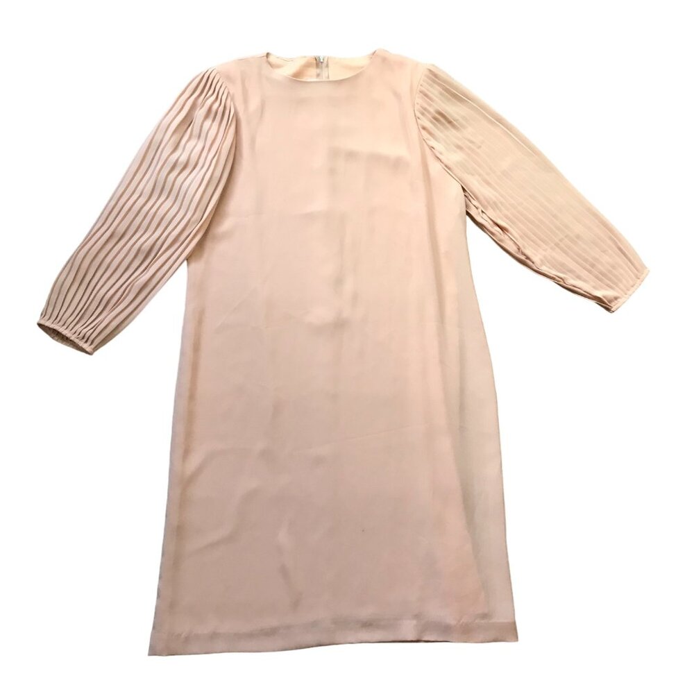 Miss Elliette Pleated Sleeve Shift Dress‎ Vintage 1980's Midi Chiffon Size 16